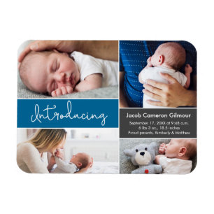 Magnet Flexible Blue Introduction Baby Boy Custom Photo Collage