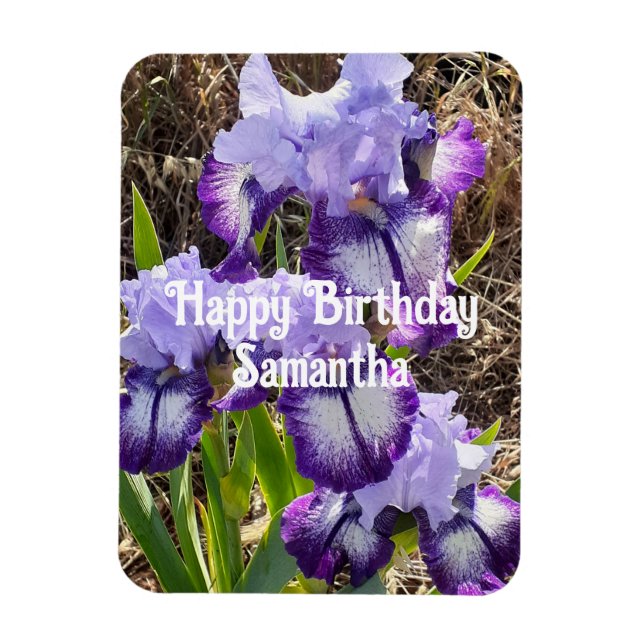 Magnet Flexible Blue Iris Irises Fleurs florales Anniversaire (Vertical)