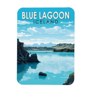 Magnet Flexible Blue Lagoon Islande Travel Art Vintage