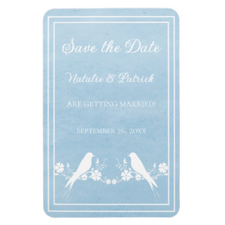Magnet Flexible Blue Lovebird Floral Enregistrer l'aimant de date