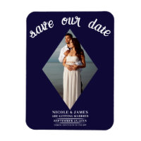 Blue Minimal Diamond Photo Wedding Enregistrer la 