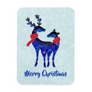 Magnet Flexible Blue Nordic Christmas Reindeer Pair
