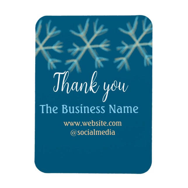Magnet Flexible Blue orange snowflakes ajouter nom commercial noël (Vertical)