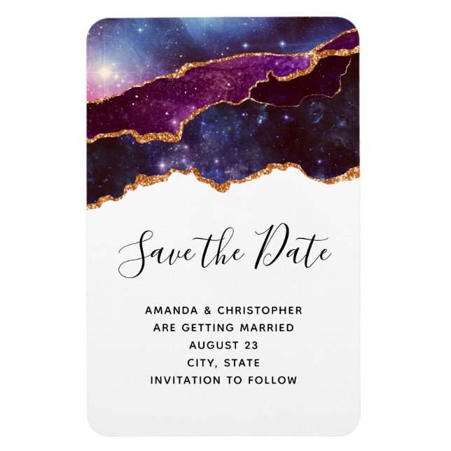 Magnet Flexible Blue & Purple Space & Stars Mariage Enregistrer La (Vertical)
