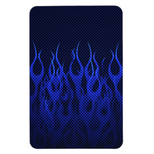 Magnet Flexible Blue Racing Flames on Carbon Fiber