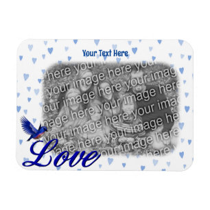 Magnet Flexible Bluebird Love Blue Hearts Frame Ajouter votre phot