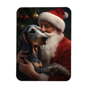 Magnet Flexible Bluetick Coonhound avec le Père Noël Noël