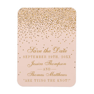 Magnet Flexible Blush Pink & Gold Confetti Mariage Enregistrer La 