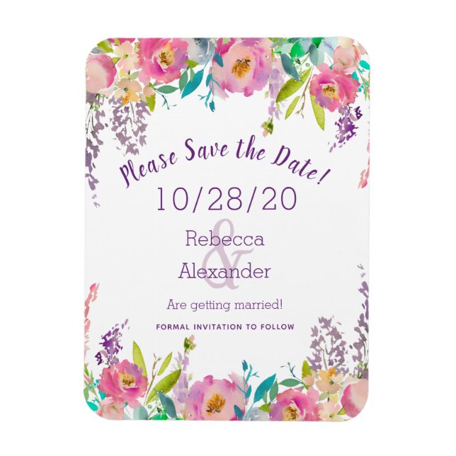 Magnet Flexible Blush rose pastel aquarelle bohème (Vertical)
