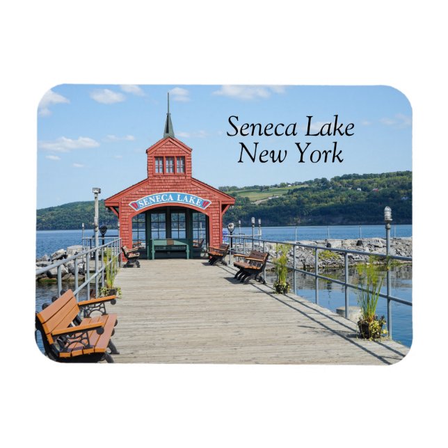 Magnet Flexible Boathouse rouge sur le lac Seneca (Horizontal)