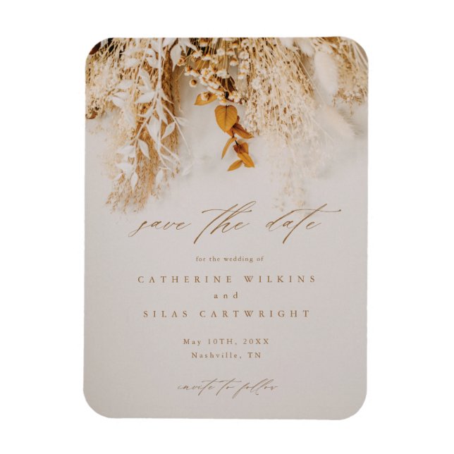 Magnet Flexible Boho Automne Fleurs Mariage Enregistrer La Date (Vertical)