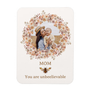 Magnet Flexible Boho Bee Aquarelle Fleur sauvage Photo personnalis