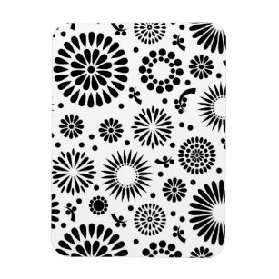Magnet Flexible Boho fleurs Motif floral vectoriel noir et blanc