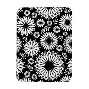 Magnet Flexible Boho fleurs Motif floral vectoriel noir et blanc