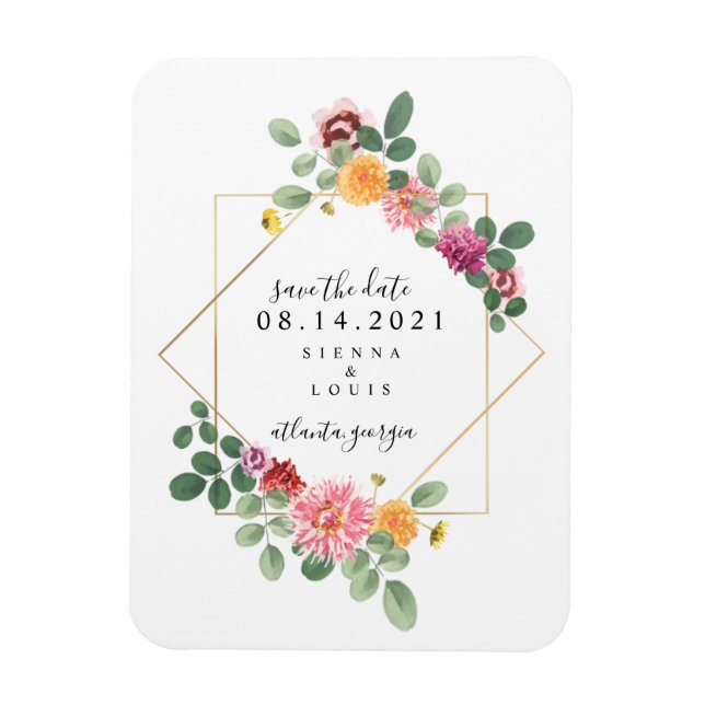 Magnet Flexible Boho Floral Botanical Wedding Enregistrer La Date (Vertical)