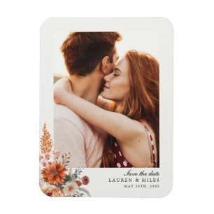 Magnet Flexible Boho Floral Fall Sauvez La Date Avec La Photo