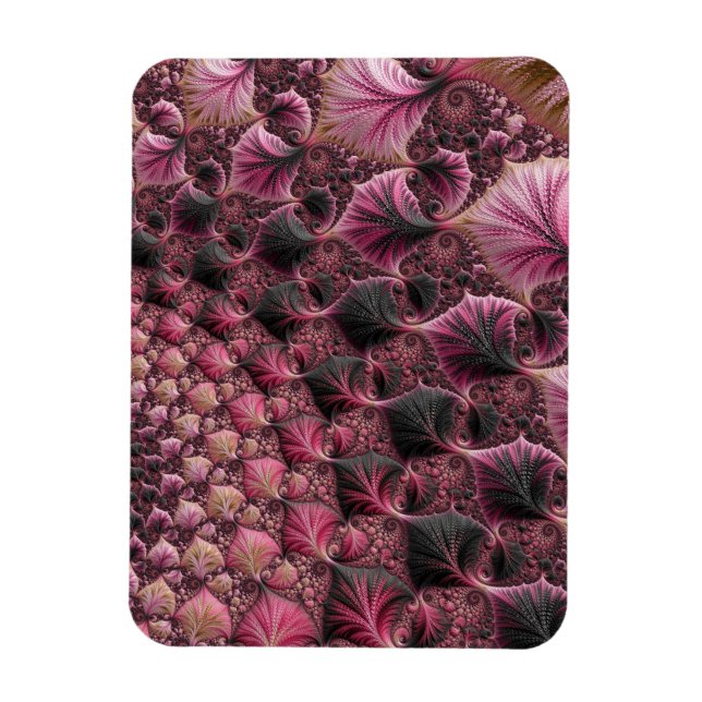 Magnet Flexible Boho Funky Eclectique Rose Noir Abstrait Fractal (Vertical)