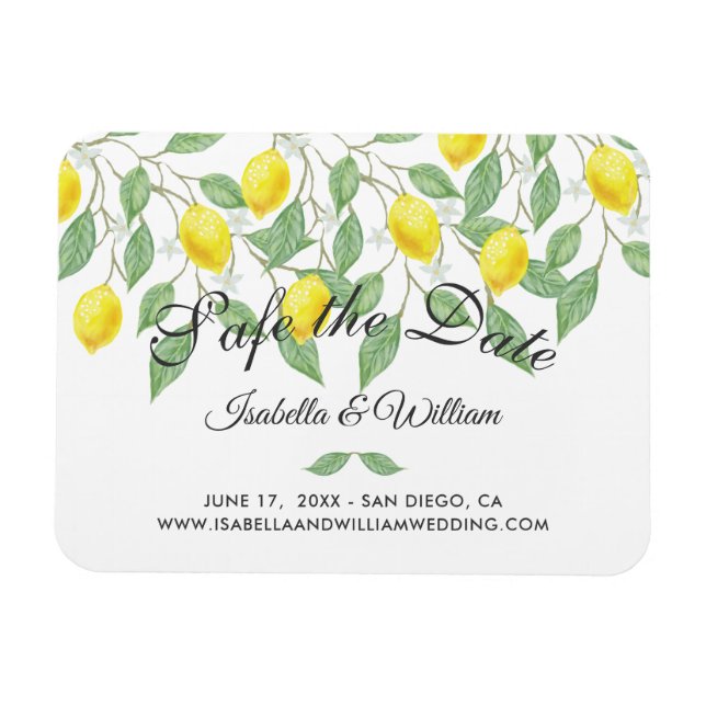 Magnet Flexible Boho Lemon Été Sauvez la date Mariage (Horizontal)