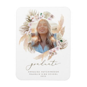 Magnet Flexible Boho Pampas Cadre en Herbe Photo Graduation
