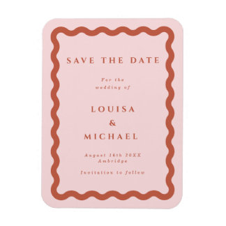 Magnet Flexible Boho Terracotta Wavy Frame Wedding Enregistrer la