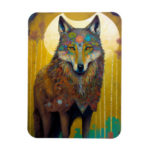 Magnet Flexible Boho Wolf Surreal Wildlife Art