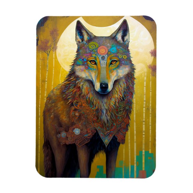Magnet Flexible Boho Wolf Surreal Wildlife Art (Vertical)