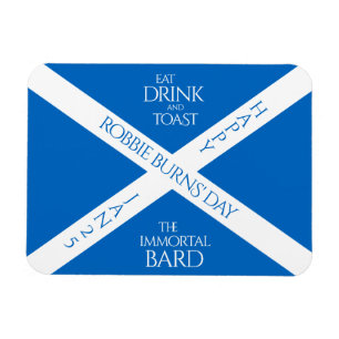 Magnet Flexible Boire à manger et toast Robbie Burns Scottish Flag