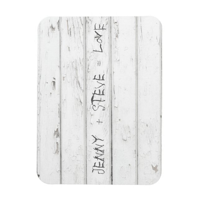 Magnet Flexible Bois blanc ancien avec noms gravés (Vertical)