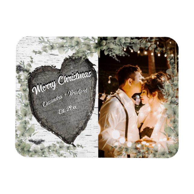 Magnet Flexible Bois rustique écorce coeur eucalyptus verdure (Horizontal)