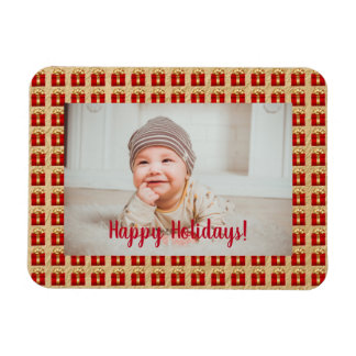 Magnet Flexible Boîte cadeau de Noël Rouge et Or personnalisée