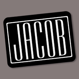 Magnet Flexible Bold & Modern Your name or Word   White On Black