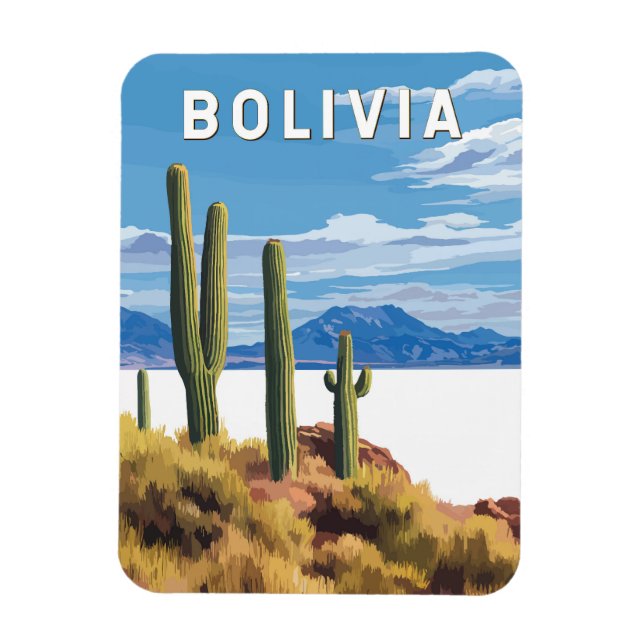 Magnet Flexible Bolivie Illustration Travel Art Vintage (Vertical)