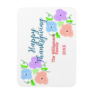Magnet Flexible Bon thanksgiving bleu violet rose ajouter famille