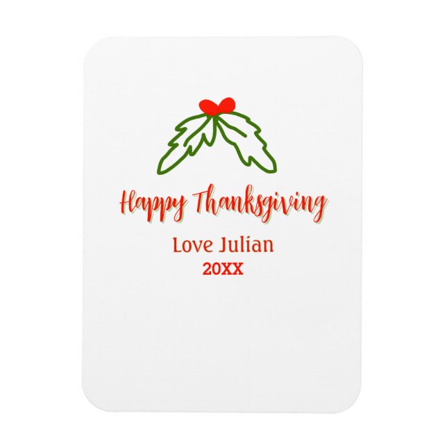 Magnet Flexible Bon thanksgiving rouge vert feuilles nom de cerise (Vertical)