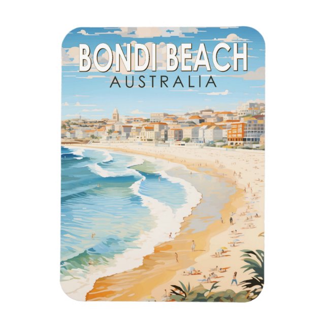 Magnet Flexible Bondi Beach Australie Travel Art Vintage (Vertical)