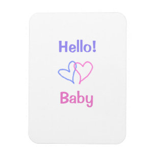 Magnet Flexible Bonjour bébé rose violet cœur aquarelle boho
