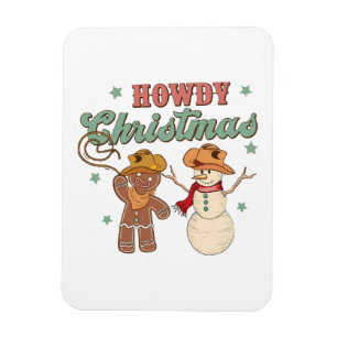 Magnet Flexible Bonjour Noël Cowboy Bonhomme de Neige Occidental D