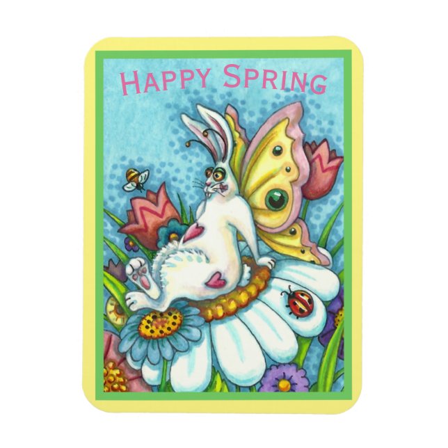 MAGNET FLEXIBLE BONJOUR PRINTEMPS FLUTTERBUN RABBIT, FUNNY BUNNY F (Vertical)