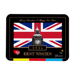 Magnet Flexible Bonne année 2024, drapeau britannique, Big Ben UK