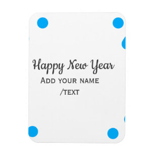 Magnet Flexible Bonne année avec des pois bleus ajoutez votre nom 