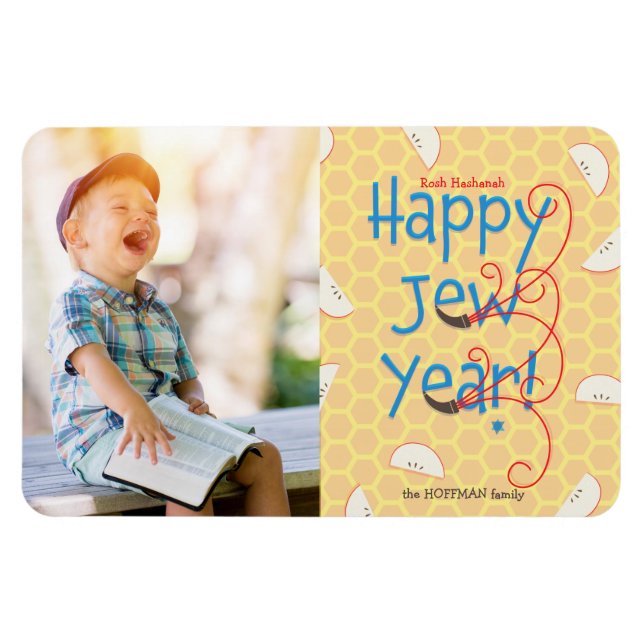 Magnet Flexible Bonne année juive Rosh Hashanah Carte photo (Horizontal)