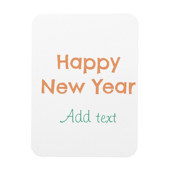 Magnet Flexible Bonne année orange vert nom date moderne rétro (Vertical)