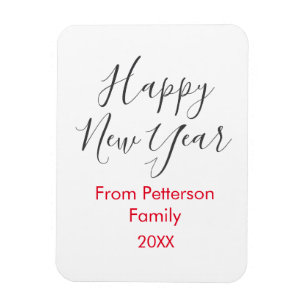 Magnet Flexible Bonne année rouge gra ajouter nom de famille année
