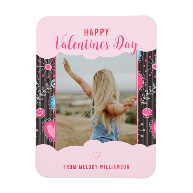 Magnet Flexible Bonne Saint Valentin Whimsy Pink Blue Heart Nom de (Vertical)