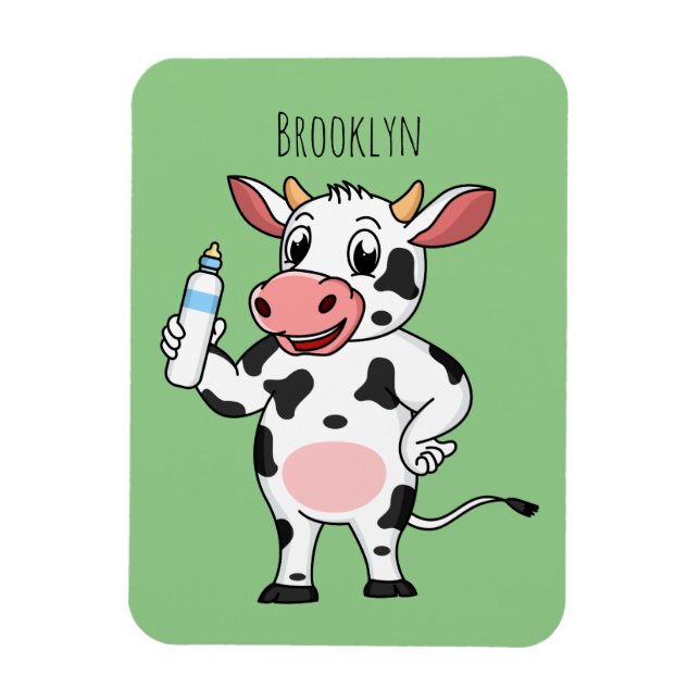 Magnet Flexible Bonne vache avec dessin animé de biberon (Vertical)