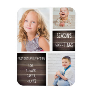 Magnet Flexible Bonnes Fêtes en bois rustique Noël