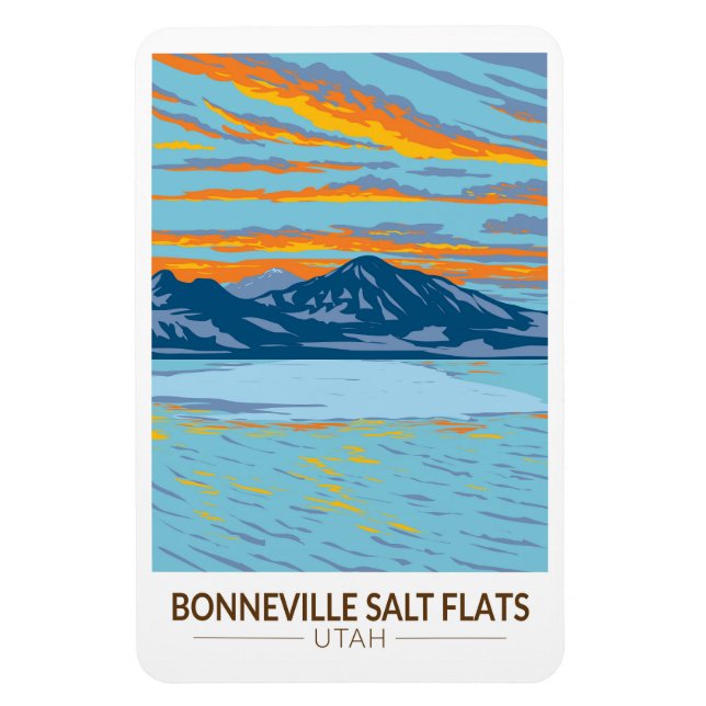 Magnet Flexible Bonneville Salt Flats Utah Travel Art Vintage (Vertical)