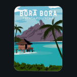 Magnet Flexible Bora Bora French Polynesia Travel Vintage Art<br><div class="desc">Bora Bora vector art design. Surrounded by sand-fringed islets and a turquoise lagoon protected by a coral reef,  it’s known for its scuba diving.</div>