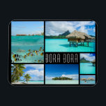 Magnet Flexible Bora Bora paysages collage photo de voyage<br><div class="desc">Aimant de réfrigérateur photo de voyage rectangulaire avec un collage composé de divers paysages sur l'île tropicale du Pacifique Bora Bora près de Tahiti en Polynésie française dans un cadre noir et le texte 'Bora Bora'.</div>