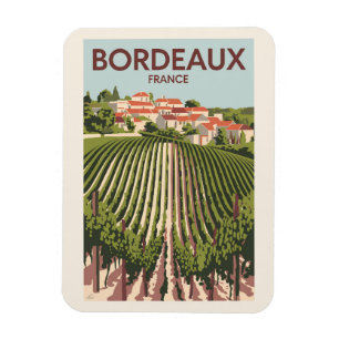 Magnet Flexible Bordeaux France Vineyard Travel Art Vintage